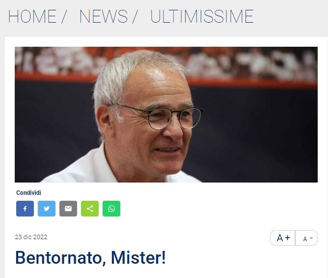 官方：71岁老帅拉涅利执教意乙球队卡利亚里