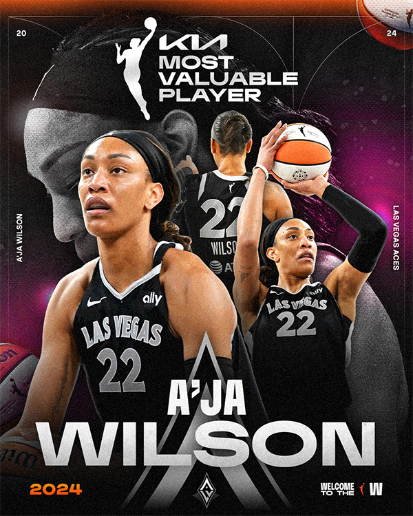 阿贾-威尔逊创纪录全票斩获MVP 获詹姆斯发文祝贺