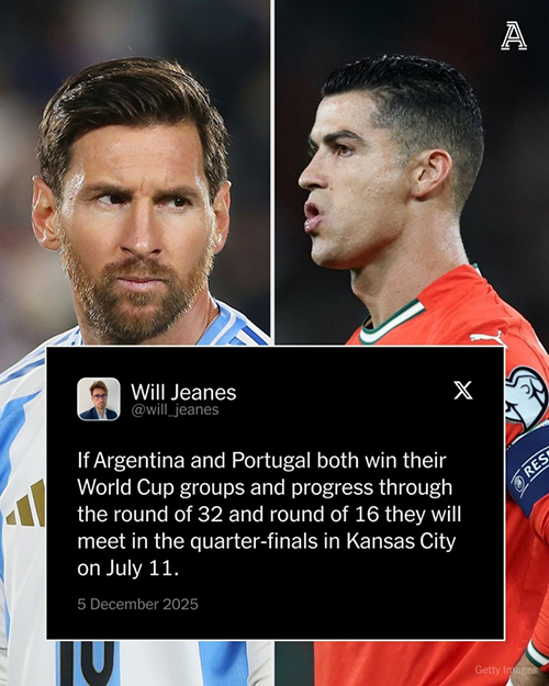 阿根廷葡萄牙若小组头名出线，梅西C罗1/4决赛将提前相遇