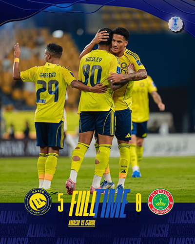 亚冠精英赛:利雅得胜利5-0杜尚别独立取亚冠开门红 加里卜1射2传