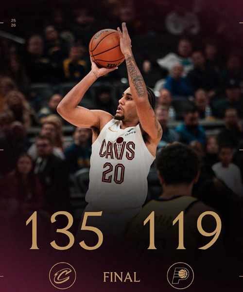 骑士135-119轻取步行者，米切尔43分末节16分，泰森27+11