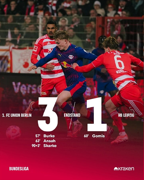 柏林联合主场3-1爆冷击败莱比锡,终结三连败强势反弹