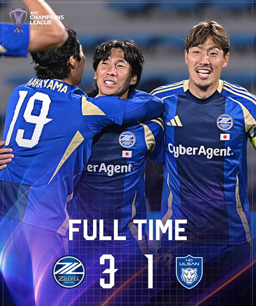 半场打卡3球!町田泽维亚3-1完胜蔚山HD,跃居东亚区次席