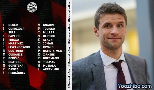 拜仁欧冠大名单出炉：锋霸莱万领衔！