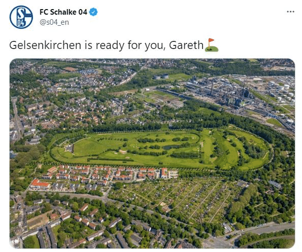 沙尔克官方晒高尔夫球场, 邀请贝尔加盟